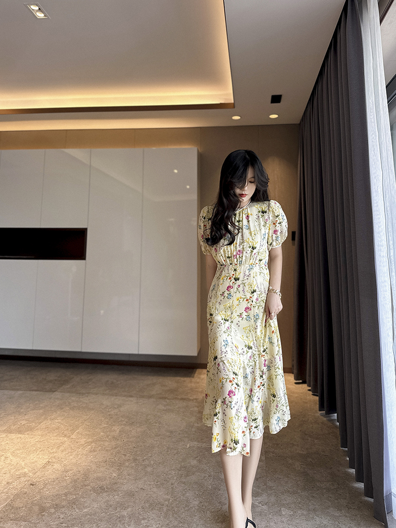 甜美x型桑蚕丝玫瑰花打褶