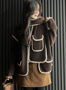 Sorrytin 稀缺款 别处没有 意大利进口花纱羊绒开衫两件套配围巾