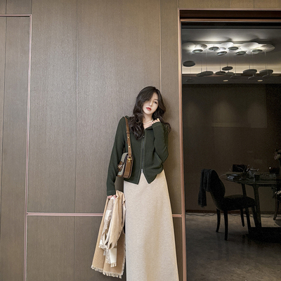 其他针织拉链连帽开衫华夫格羊毛