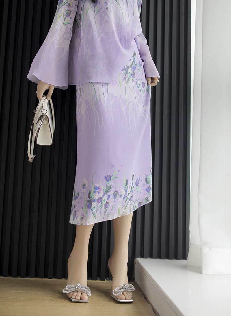 Sorrytin 穿上它便是一道行走的优雅风景 真丝数码印花长款半身裙