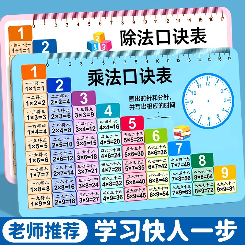 九九乘法除法口诀表卡速记