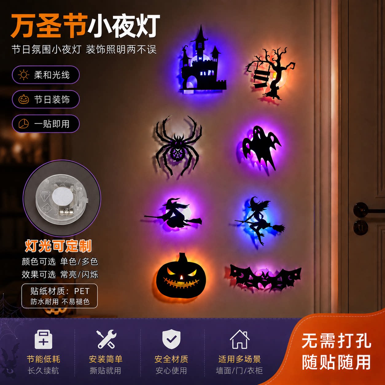 万圣节小夜灯跨境镂空蝙蝠小夜灯小夜灯