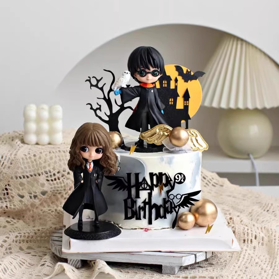 万圣节哈利波特蛋糕装饰摆件赫敏黑色魔法学院城堡创意生日插件