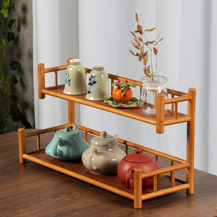 茶杯架子中式小型博古架茶具茶壶收纳架桌面摆件复古置物架展示架