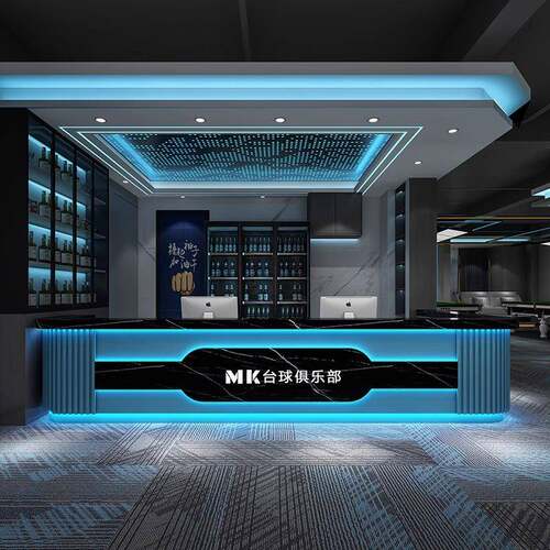 工业风星牌台球厅收银台电竞酒店会所吧台娱乐城前台接待转角DZ