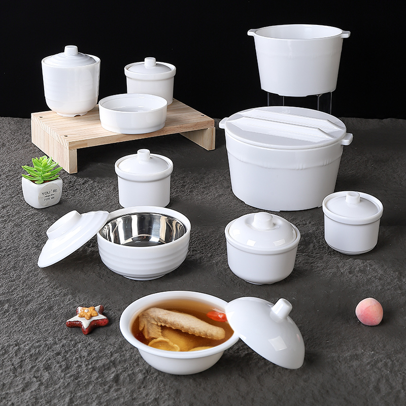 密胺仿瓷炖盅隔水带盖蒸菜羹汤盅