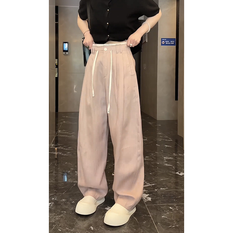大码弯刀香蕉休闲裤女春夏垂感山本裤胖mm梨形显瘦宽松亚麻阔腿裤