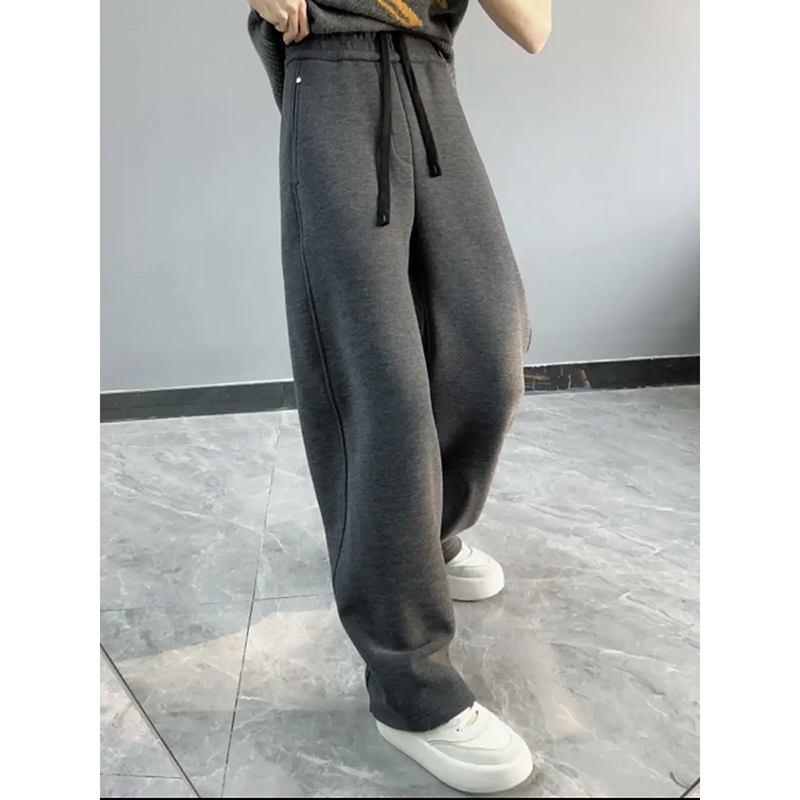 大码加绒加厚弯刀香蕉裤女秋冬梨形身材显瘦休闲卫裤宽松阔腿裤子