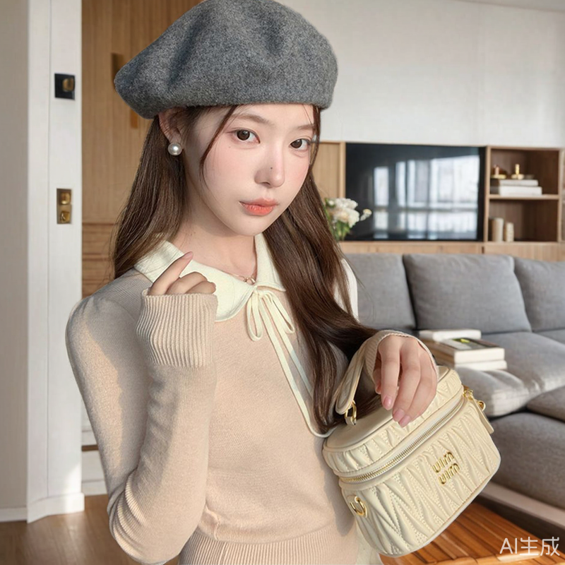 秋冬韩系穿搭温柔风方领上衣女