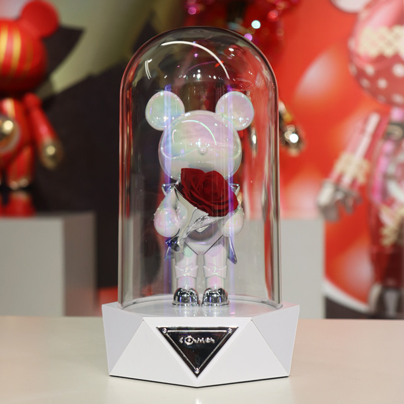星际熊永生花钟情手办摆件情人节七夕表白女生礼物礼玫瑰爱心小熊