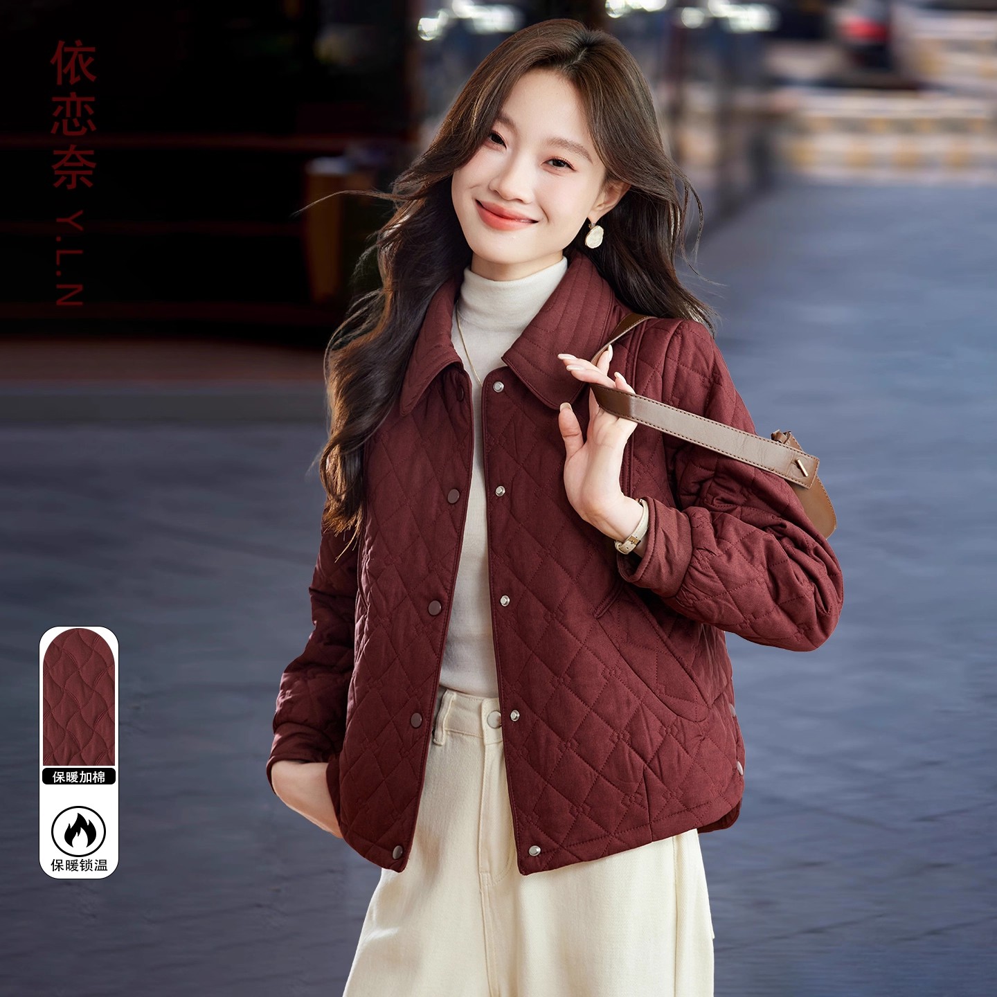 翻领棉服外套女薄款秋冬季2025新款流行爆款妈妈洋气百搭休闲棉衣