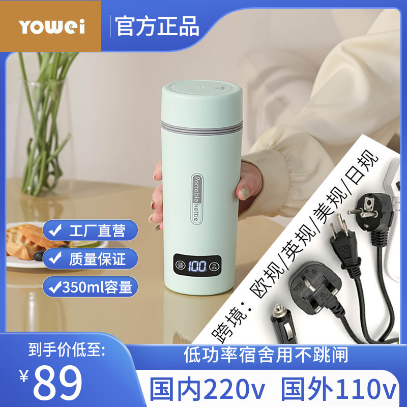 低功率电热杯烧水壶便携式小型宿舍迷你一人用旅行110v小家电美国