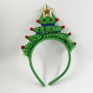 绿色羽丝圣诞树头箍派对头饰发卡