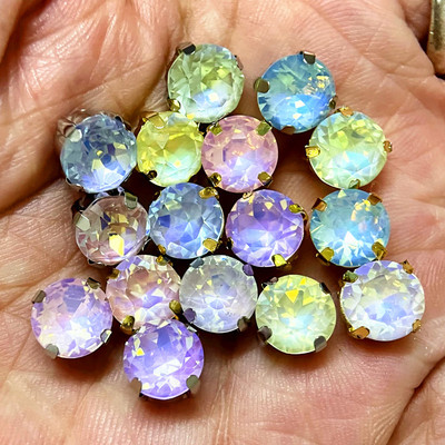 8mm圆形摩卡玻璃爪钻八大八小33切水晶手缝钻diy服装婚纱饰品材料