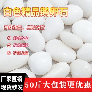 饰造景石头 50斤抛光白色鹅卵石庭院铺路铺地天然雨花石花园阳台装