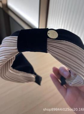 PJN显脸小韩国丝绒质适拼接宽边打结气压舒发发箍法式发卡头围头