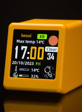225迷你新款跨W境iFi桌面动画天气VKX时钟礼物创意摆象件多功0能