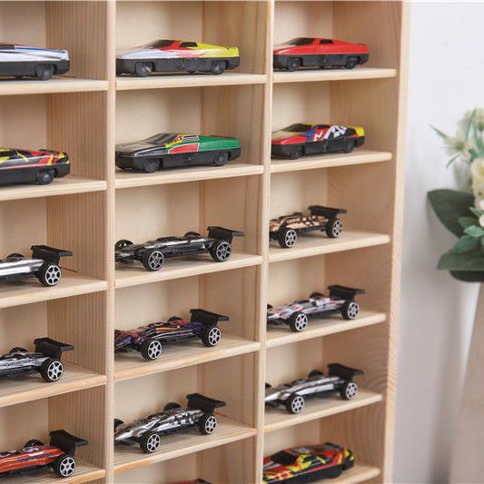 实木多美卡收纳盒手办模型小汽车展示架桌面收纳盒木质饰品整理盒