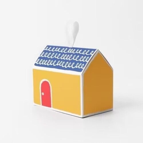 10个入ins彩色小房子屋子曲奇饼干贝德玛甜点牛轧糖果喜糖包装盒