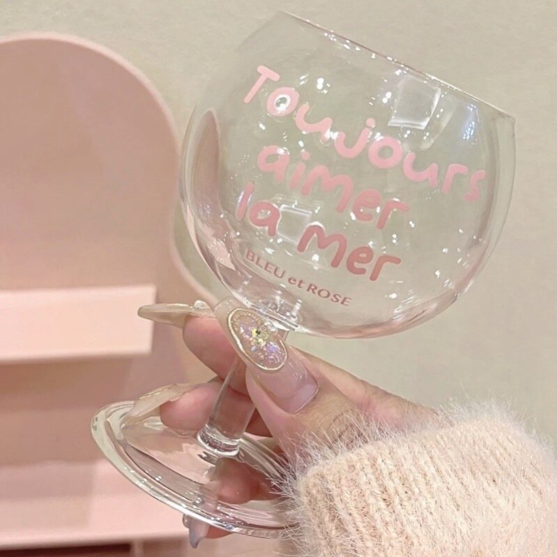 ins风可爱少女粉【大肚子杯】高级感法式红酒玻璃杯耐热咖啡杯