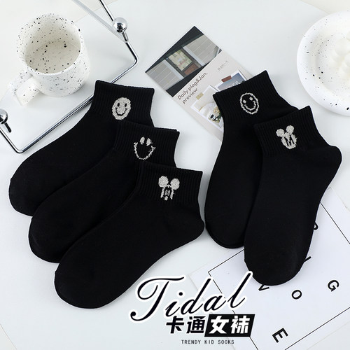 卡通可爱笑脸米奇头船袜