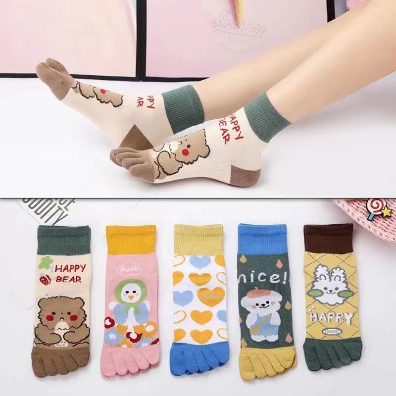 洛逸五指袜女士卡通棉袜