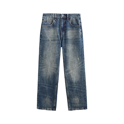 美式直筒裤JFU水纹阔腿休闲秋冬