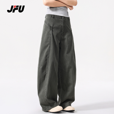 JFU潮牌美式复古弯刀阔腿男休闲