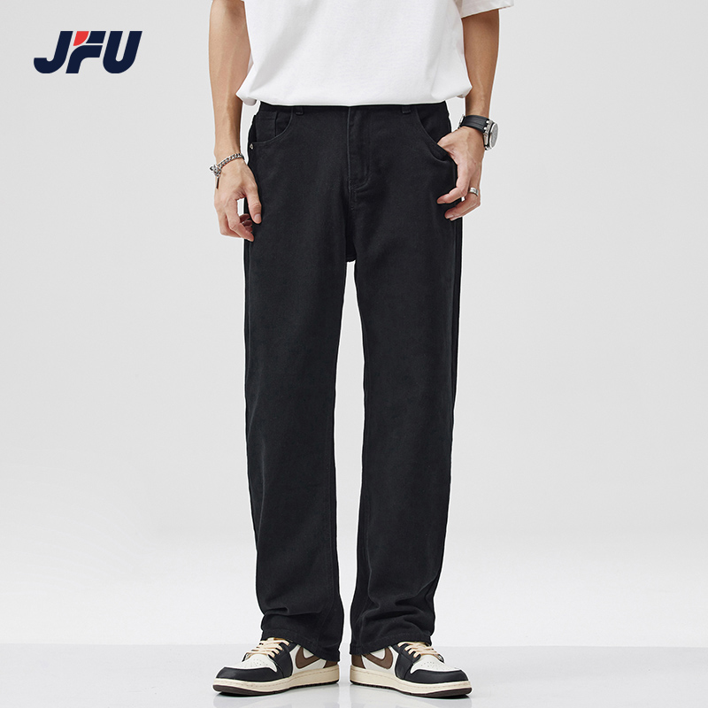 jfu黑色牛仔裤2023春夏vibe宽松