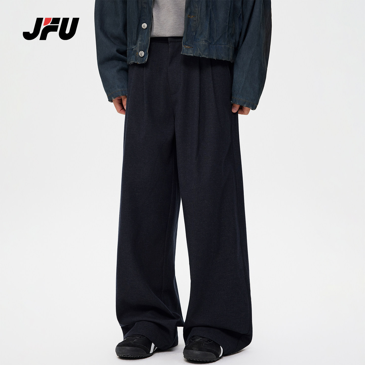 JFU潮牌 秋冬季美式复古宽松直筒休闲裤男款高级感阔腿西装长裤子