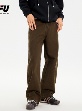 JFU青少年潮牌宽松水洗牛仔裤男春秋直筒裤日系复古休闲阔腿长裤