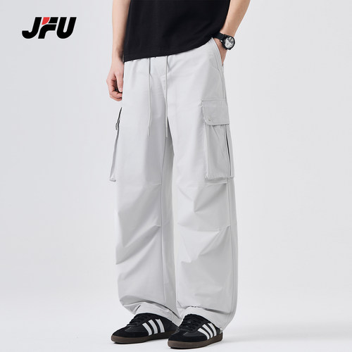 JFU潮牌复古工装多袋直筒男裤