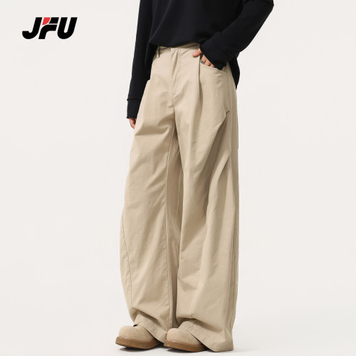 JFU潮牌复古阔腿弯刀显瘦休闲裤