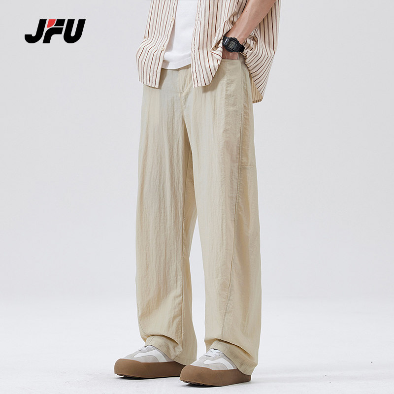 JFU男士休闲裤凉感春夏季新款宽松直筒裤莱赛尔冰丝速干运动长裤