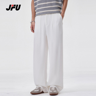 JFU潮牌 春季新款垂坠感直筒休闲裤男宽松高级感简约宽松阔腿长裤