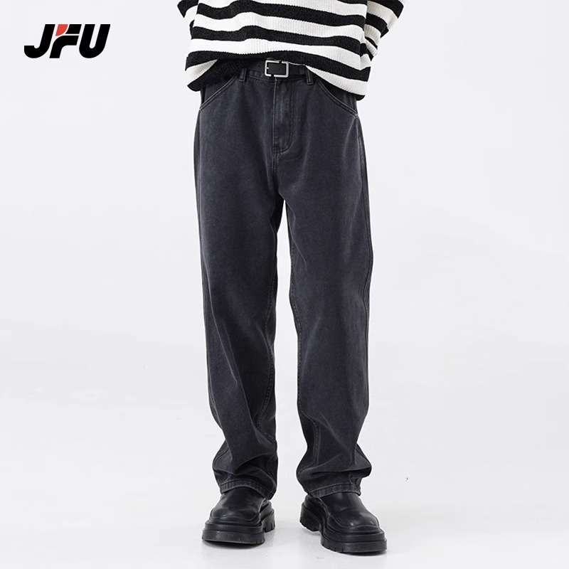 JFU2024年春秋款牛仔裤男裤子男高街vibe简约百搭直筒宽松长裤