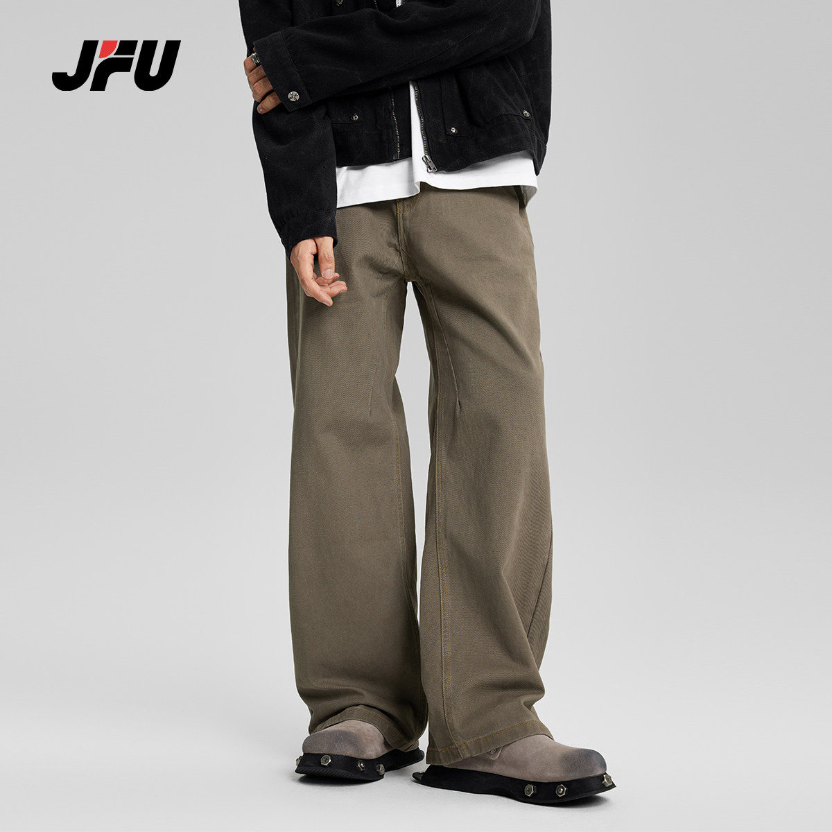 JFU2025复古vintage直筒牛仔裤男款美式cleanfit宽松阔腿休闲长裤