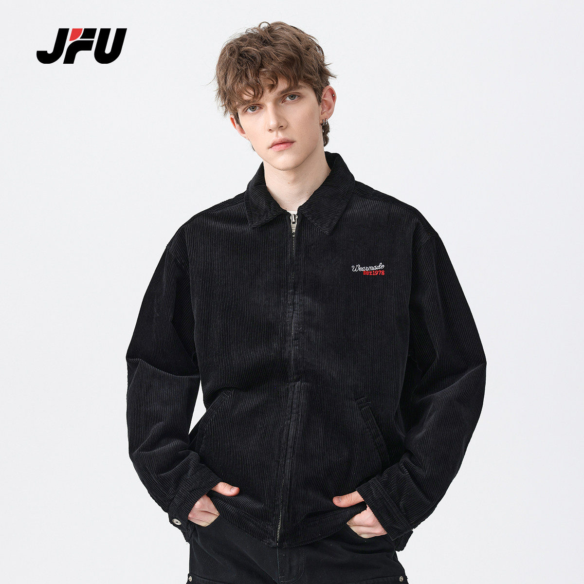 JFU秋冬美式灯芯绒cleanfit夹克男宽松青少年休闲百搭外套复古潮