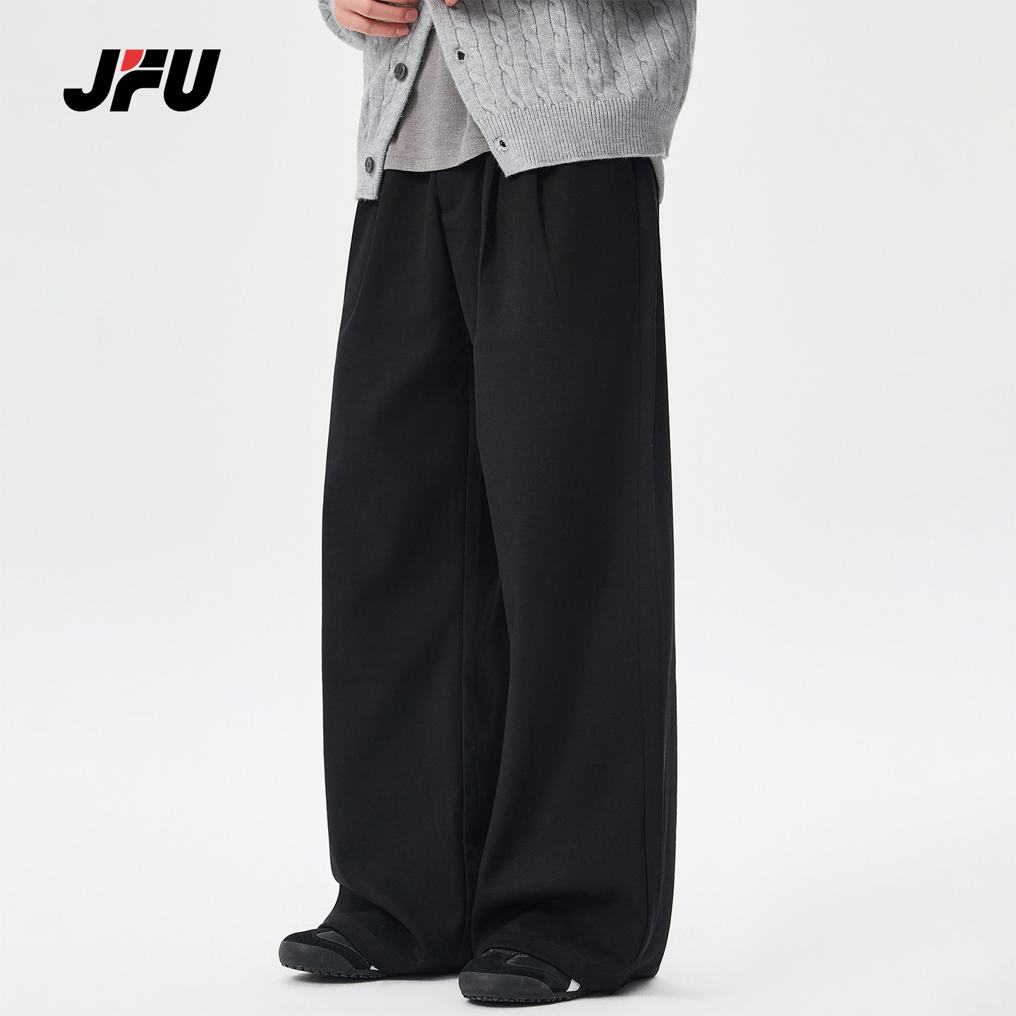 JFU潮牌男老钱风阔腿西装裤