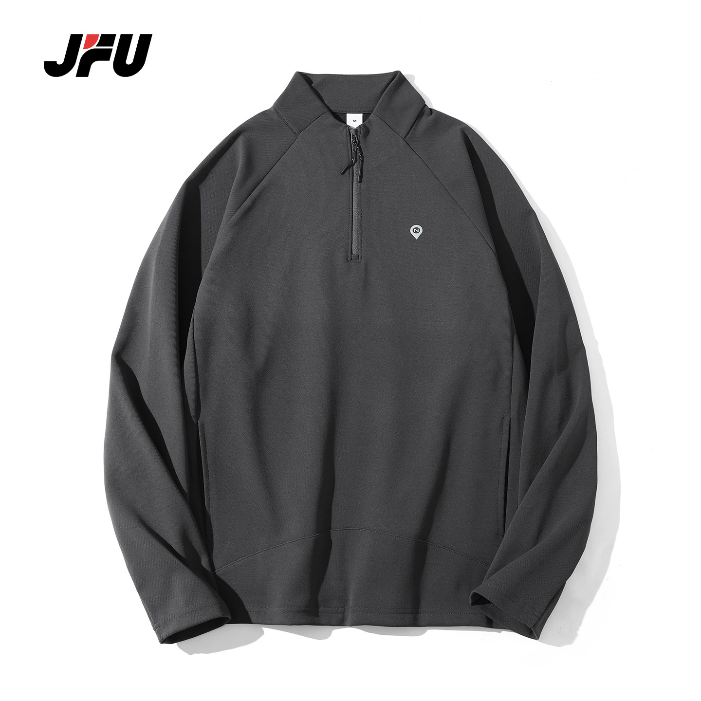 JFU潮牌 秋季新款美式复古宽松半拉链立领卫衣男款休闲百搭上衣