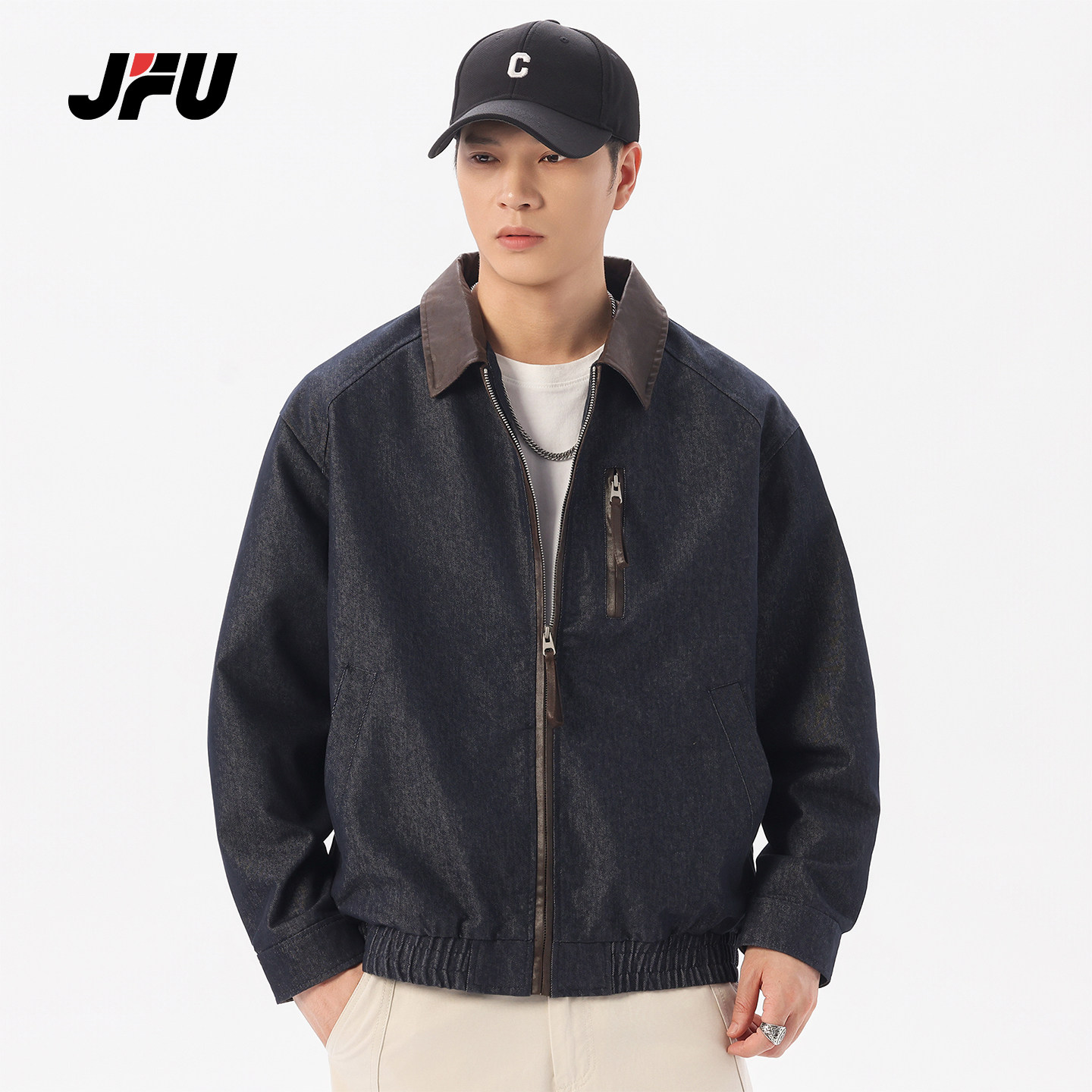 JFU潮牌美式复古翻领男夹克