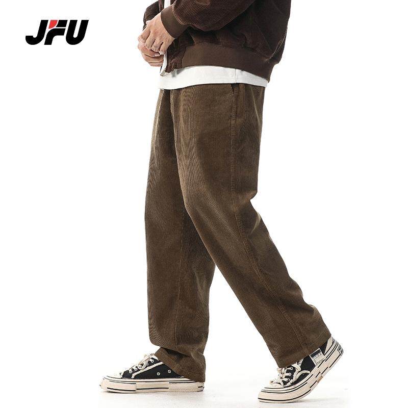 JFU美式复古灯芯绒休闲裤