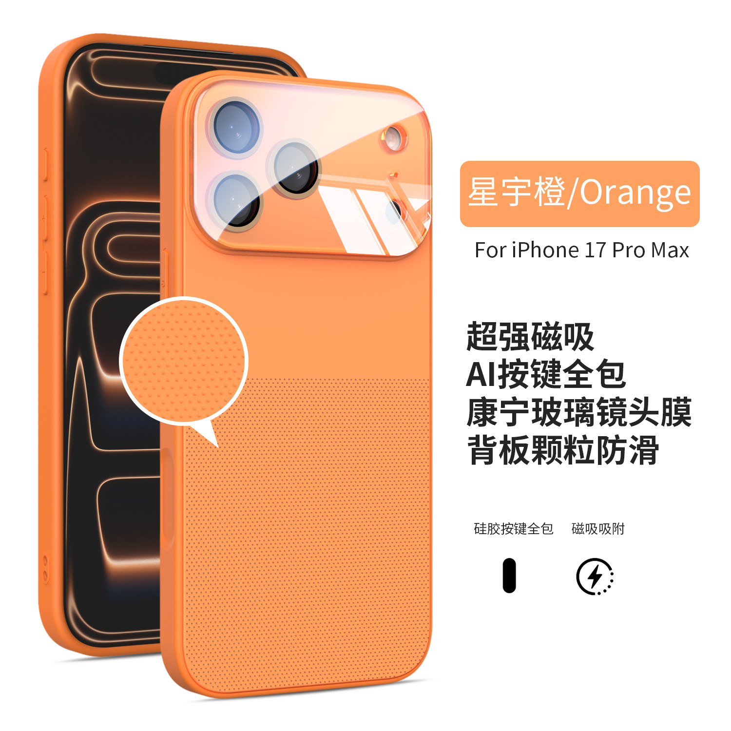 适用苹果16Promax秒变17大视窗自带镜头膜iPhone17相机按键全包新款颗粒感液态硅胶15Pro磨砂防摔磁吸手机壳