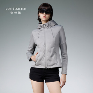 coffeesister咖啡姐连帽收腰羽绒服短款修身撞色薄鹅绒服CAJD1873
