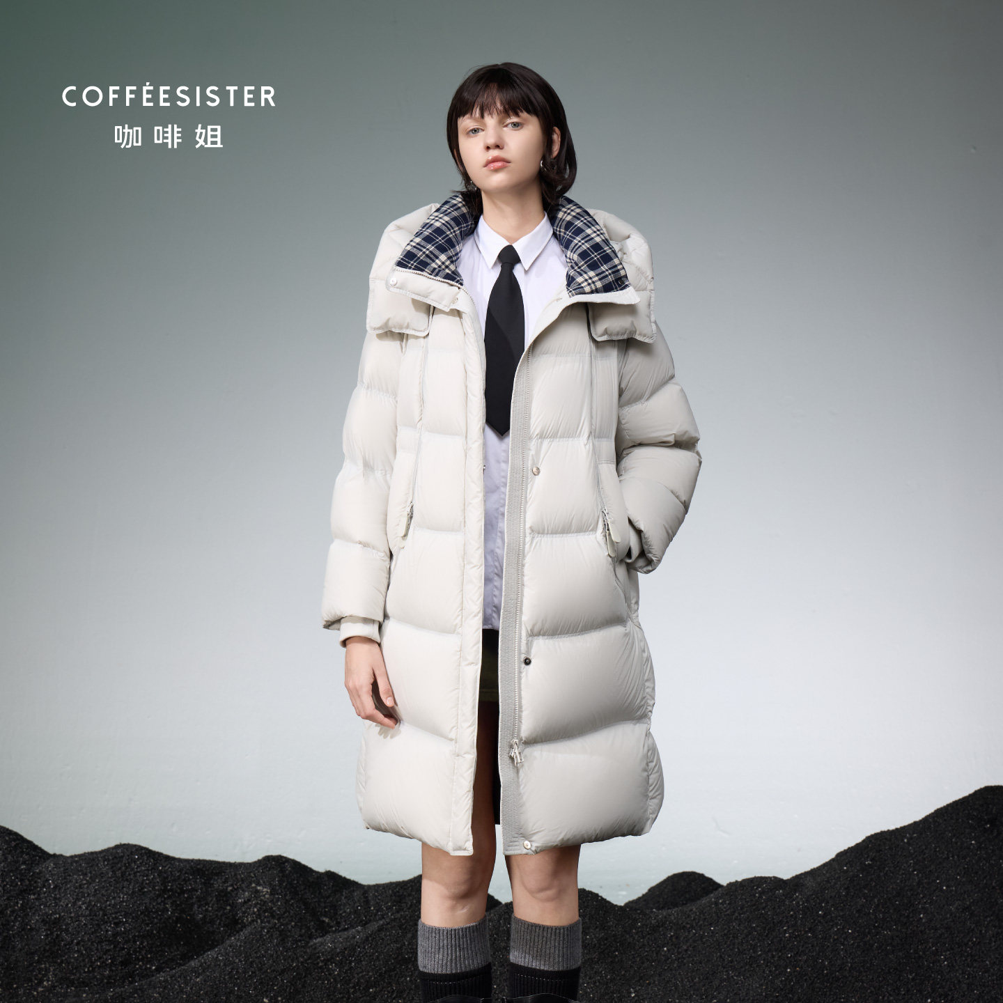 长款O型双开口拉链羽绒服CAJD1890