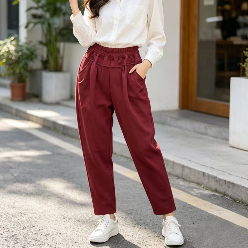 2026春季新款特价哈伦裤女胖mm休闲松紧高腰宽松舒适大码小脚长裤