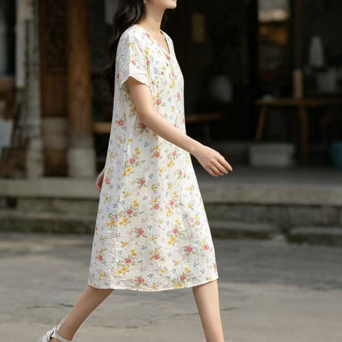 2026夏季新款纯棉碎花连衣裙裙子