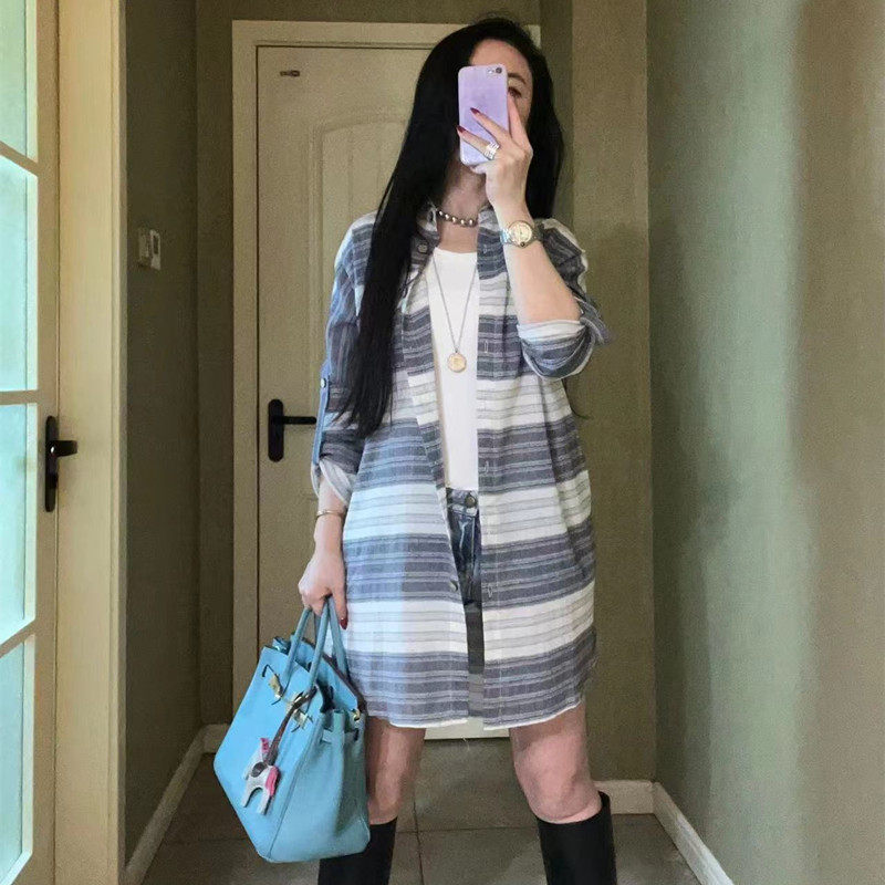 2026春秋季新款原创大码衬衫纯棉上衣休闲款单排扣长袖开衫衬衣女