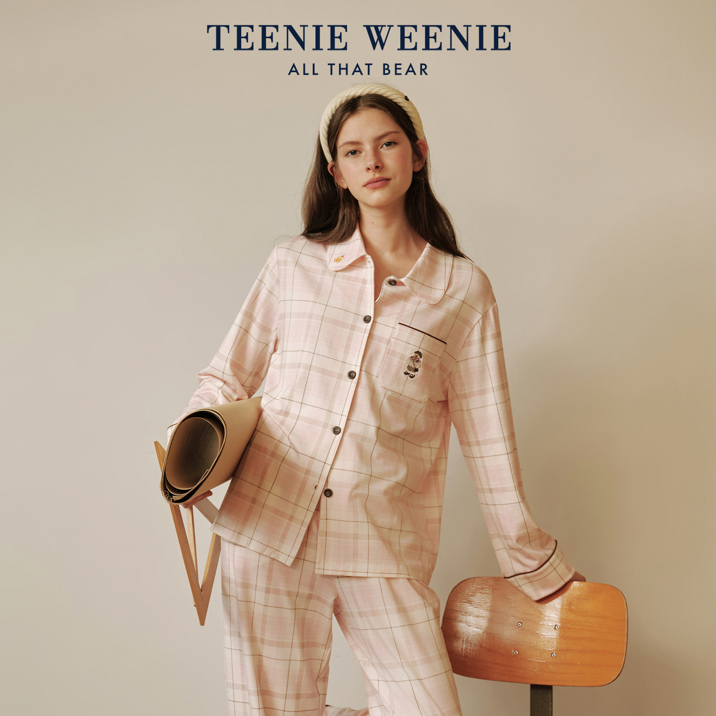 TeenieWeenie小熊睡衣女士2026新款莫代尔棉春秋刺绣