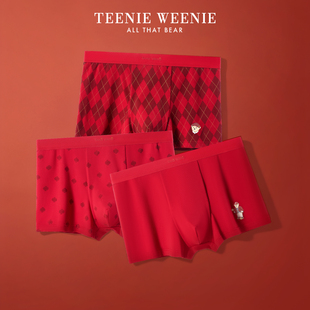 TeenieWeenie小熊红色内裤男士本命年纯棉抗菌裆情侣三角裤女士